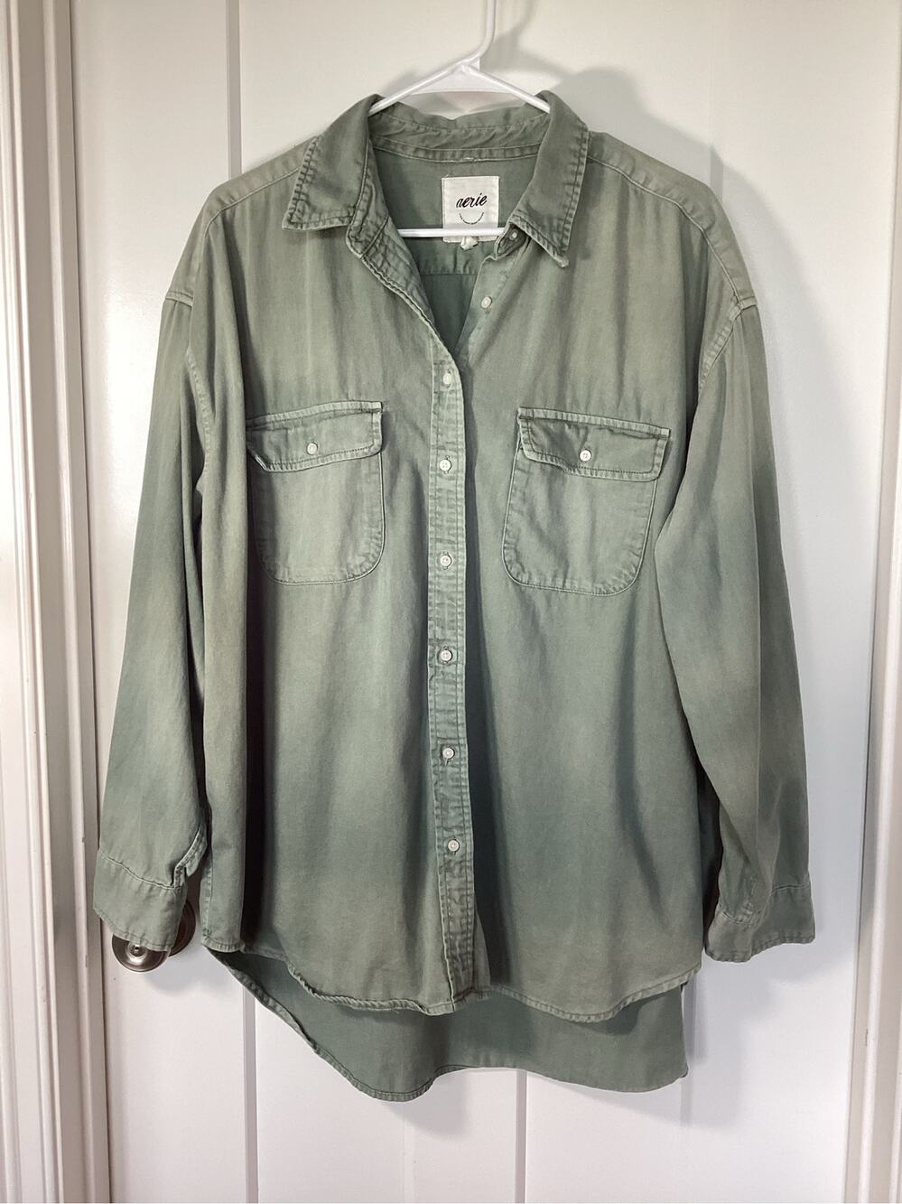 Aerie Green Sage Oversized Utility Shacket -shirt jacket Women's size medium